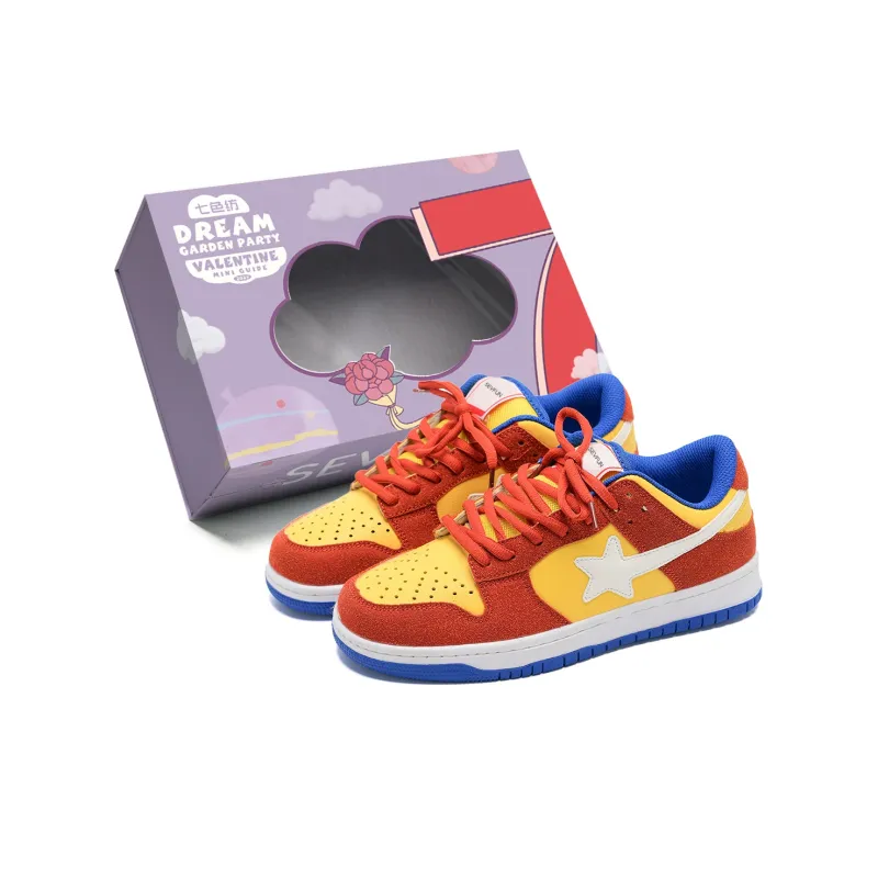 7 SEVFUN Low Top Skateboard Shoes Unisex Yellow Orange Stars-2