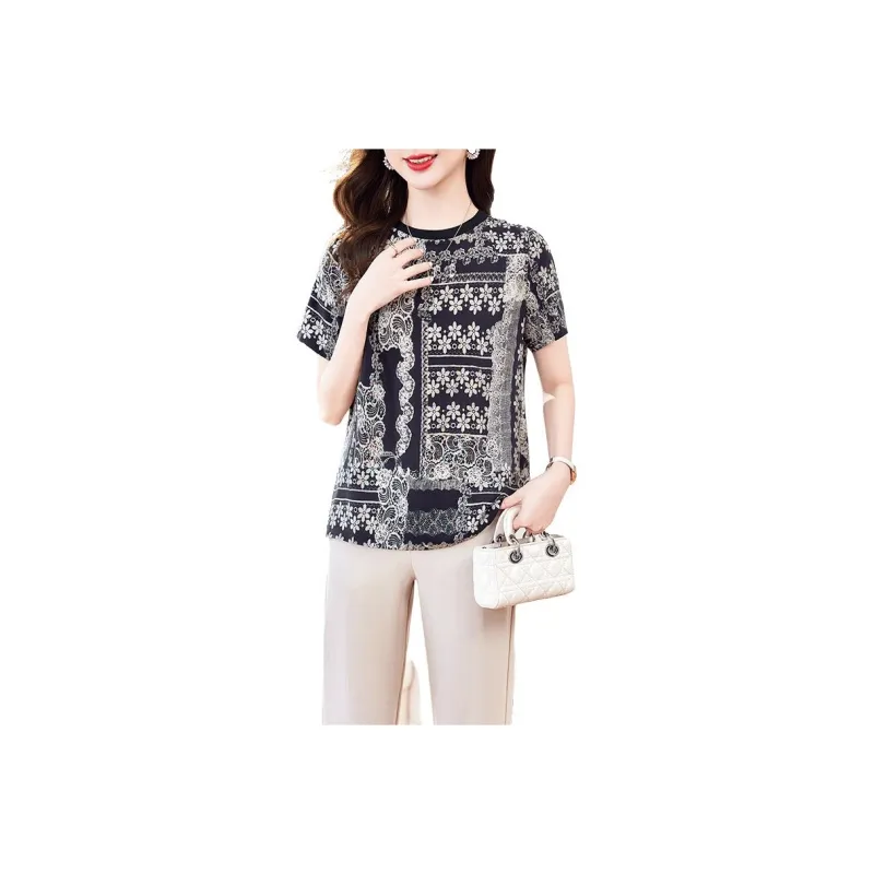 Yi Mengyuan Silk T shirt Women's-0