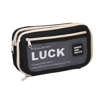 YUANPU Selected Minimalist Style Fashion Letter Print Flap Multi Layer Canvas Pencil Case Pencil Case/pencil Box