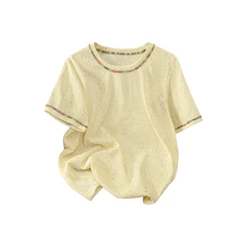 TOUCH T Shirts Women's Yellow Multicolor Dots