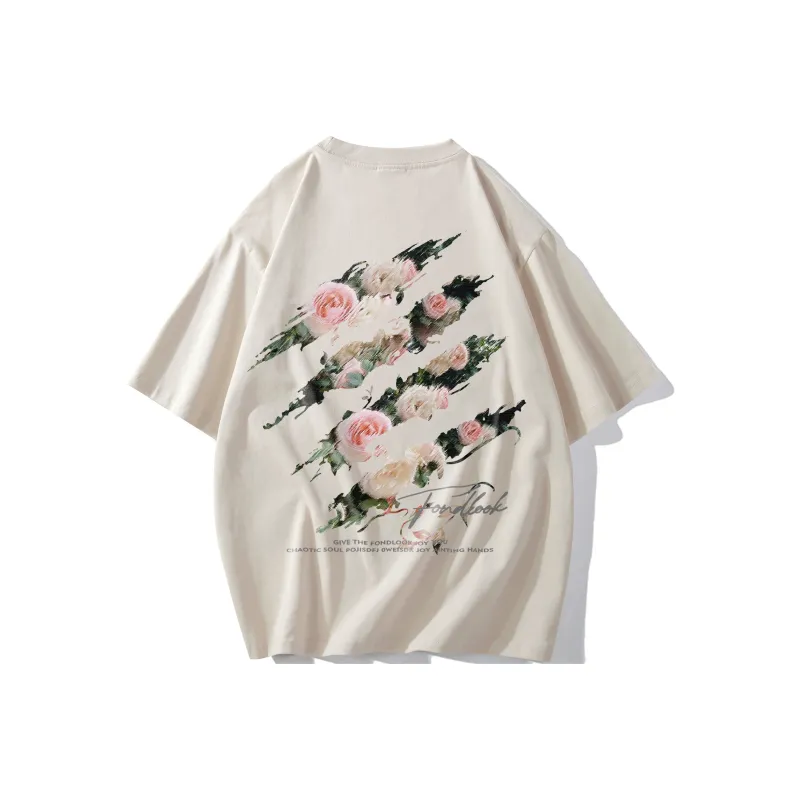 FONDLOOK T Shirts Unisex Light Beige Apricot-0