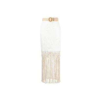 Zimmermann Vitali Belted Fringed Skirt