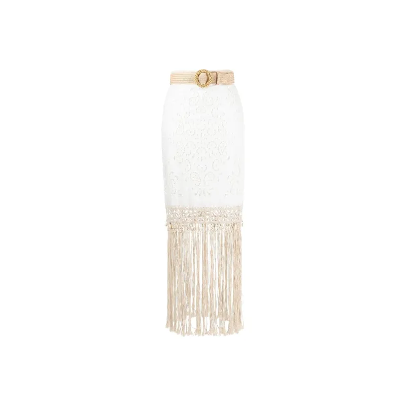 Zimmermann Vitali Belted Fringed Skirt-0