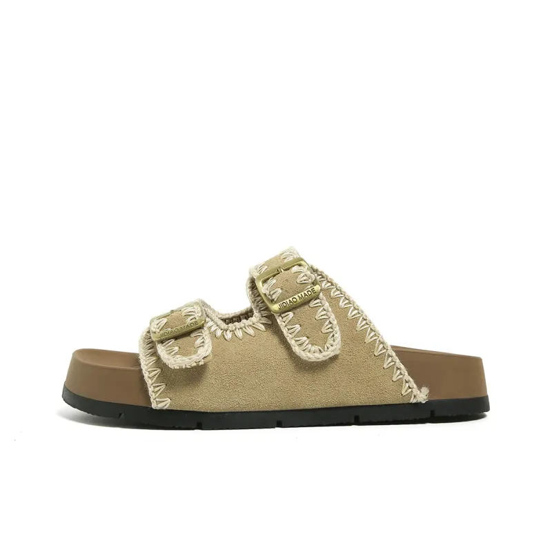 FOREVER 21 Quiet Slip Resistant Odor Resistant Abrasion Resistant Slide Slippers Women's Beige-0