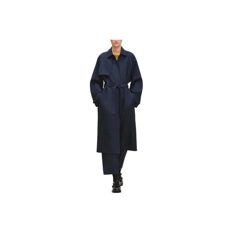 HERMES FW25 Trench Coat Women's Ink Blue-0