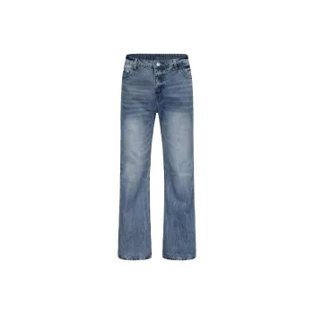 YICHEN Jeans Unisex Ice Blue[Summer Breathable Thin]A Shaped Slightly Flared
