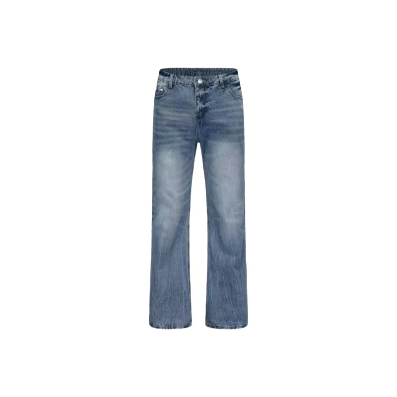 YICHEN Jeans Unisex Ice Blue[Summer Breathable Thin]A Shaped Slightly Flared-0