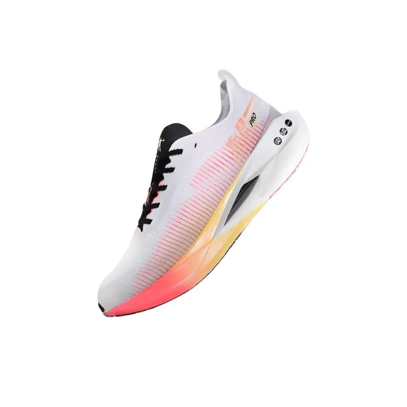 QIAODAN Flying Shadow PRO Wear-Resistant Slip-Resistant Low-Top Marathon Running Shoes Men's White Pink-2