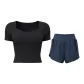 [Short-Sleeved Set]Starburst Black+Blue Whale Blue