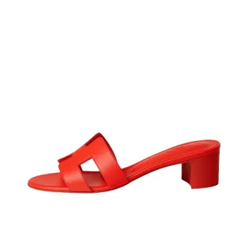 HERMES Oasis Slide Slippers 5cm Women's Red