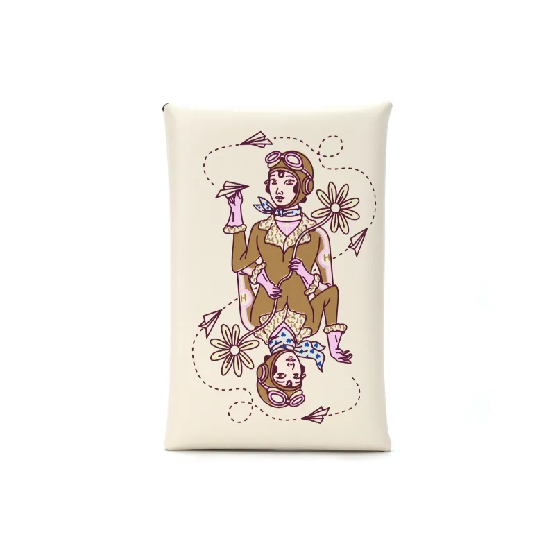 HERMES Calvi Swift Calfskin Card Holder Women's I2 Nata Cream White-0