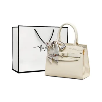 MILLIE'S Cow Leather Kelly Bag, Shoulder Bag, Crossbody Bag, Handbag Regular Women's Ecru