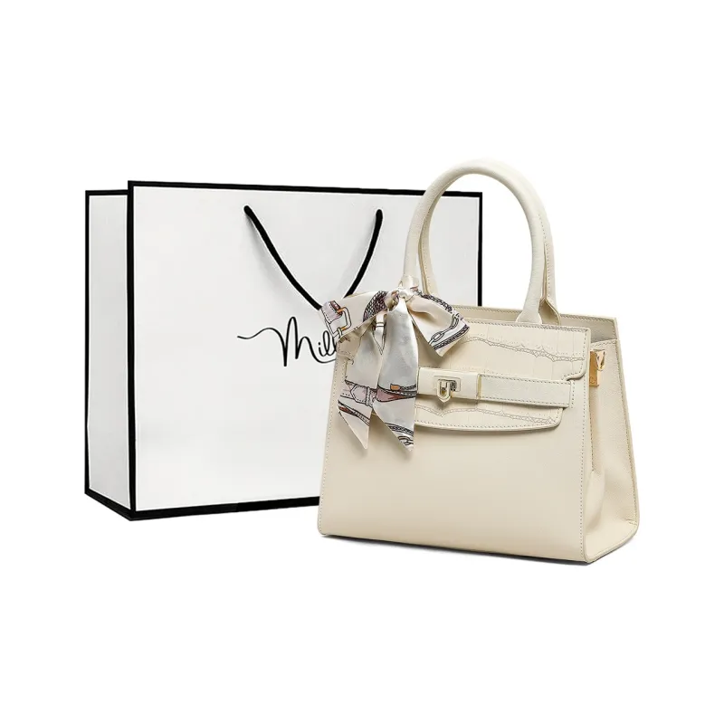 MILLIE'S Cow Leather Kelly Bag, Shoulder Bag, Crossbody Bag, Handbag Regular Women's Ecru-0