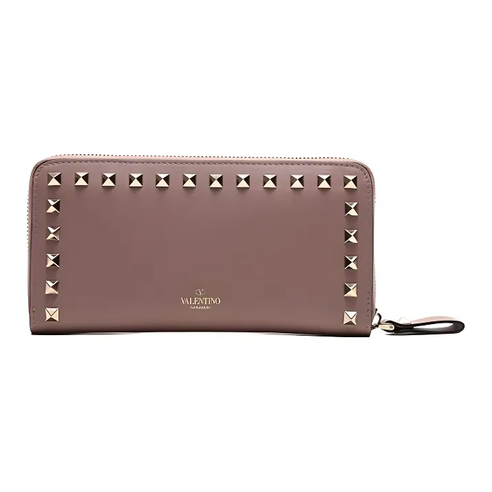 Valentino Leather Wallet Bag, Wallet Women's Gray Pink-0