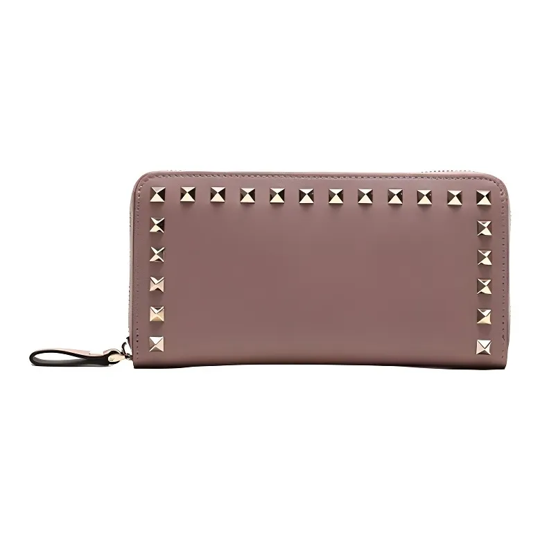 Valentino Leather Wallet Bag, Wallet Women's Gray Pink-3