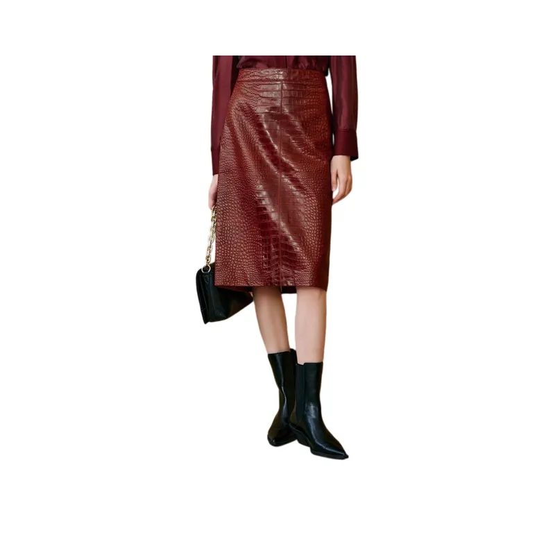 INSUN Leather Long Skirt Women's-1