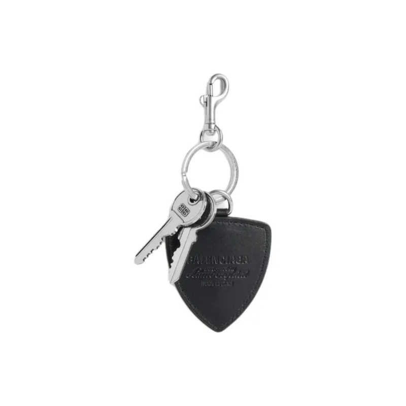 Balenciaga Lambskin, Brass, Zinc Alloy, Steel Keychains Men's Black-1