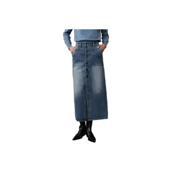 INSUN Denim Long Skirts Women's Slate Blue