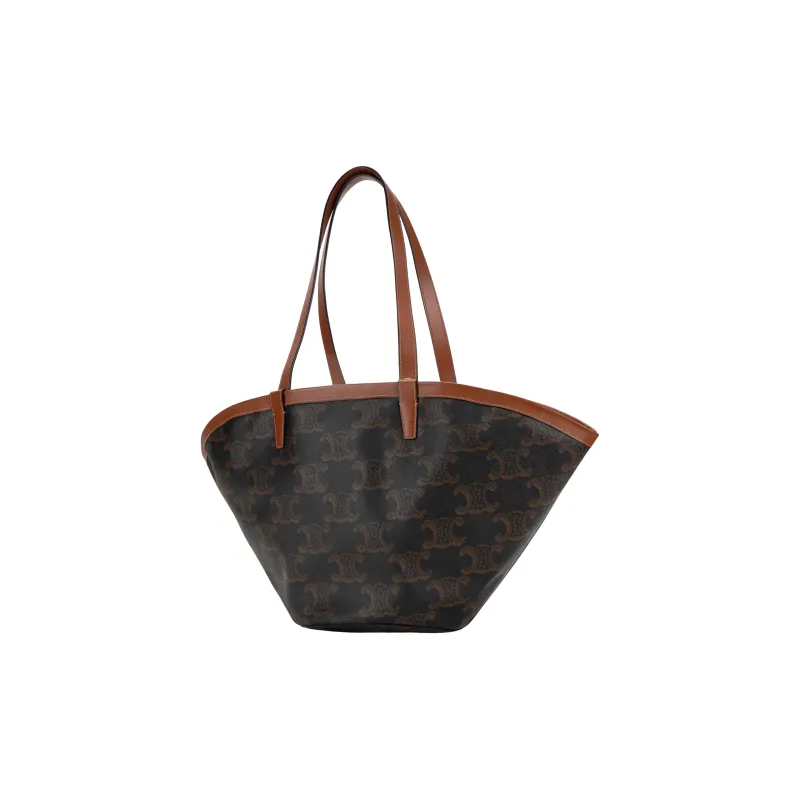 CELINE Couffin Canvas With Leather Binding Tote Bag Shopping Bag Handbag Large Size Women's Tan-1