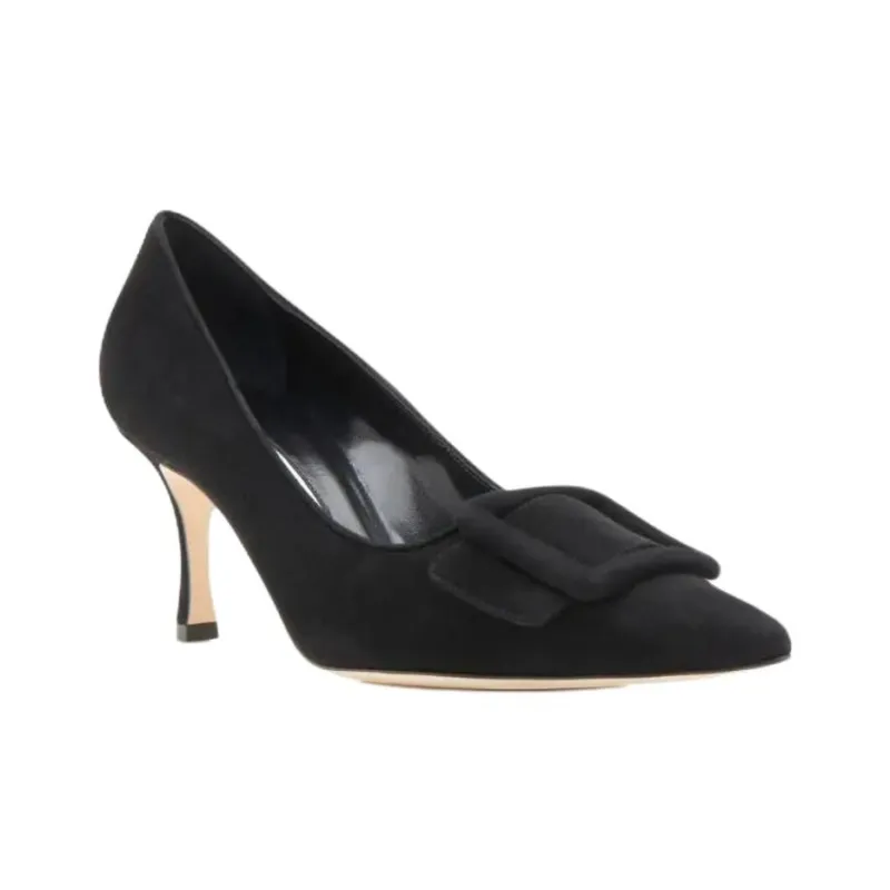 MANOLO BLAHNIK Maysalepump Slim Heel High Heels 7cm Women's Black-2