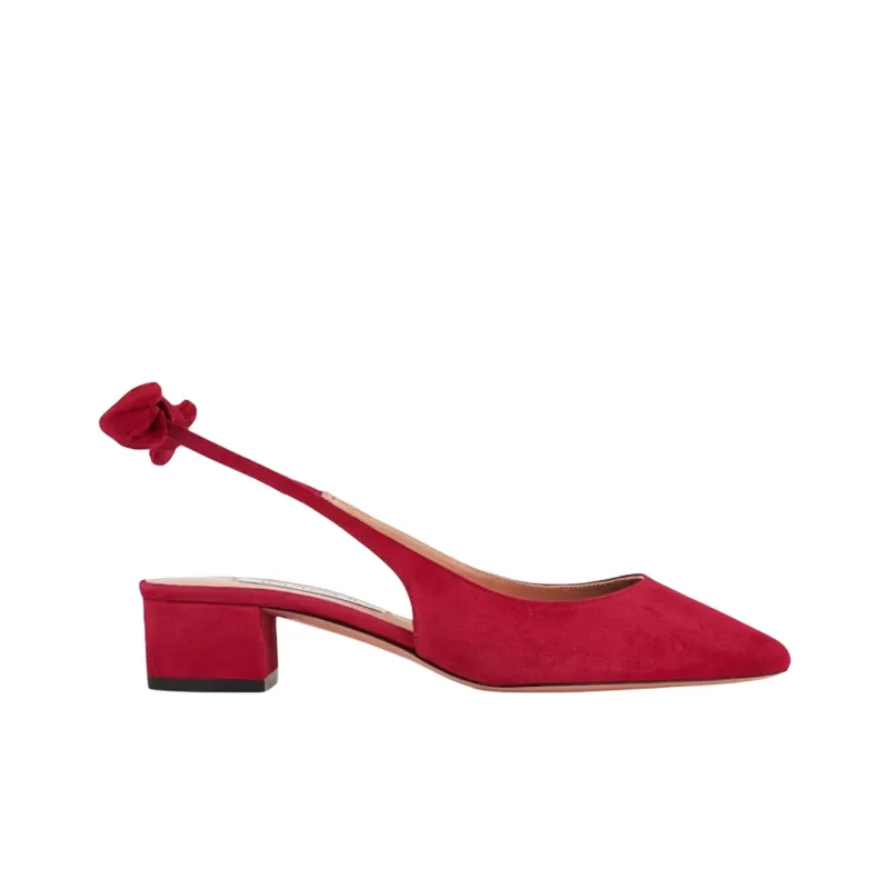 AQUAZZURA Very Bow Tie Chunky Heel High Heels 3.5cm Women's Garnet Red-1