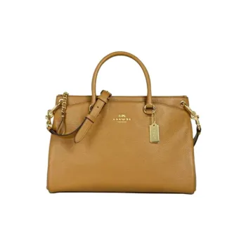 COACH Mia Pebbled Leather Shoulder Bag Crossbody Bag Handbag Large Size Women's Brown