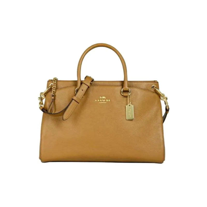 COACH Mia Pebbled Leather Shoulder Bag Crossbody Bag Handbag Large Size Women's Brown-0