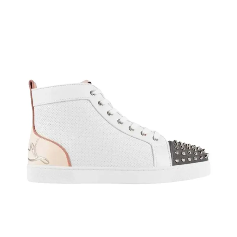 CL Lou Spikes High Top Skateboard Shoes Men's White-1