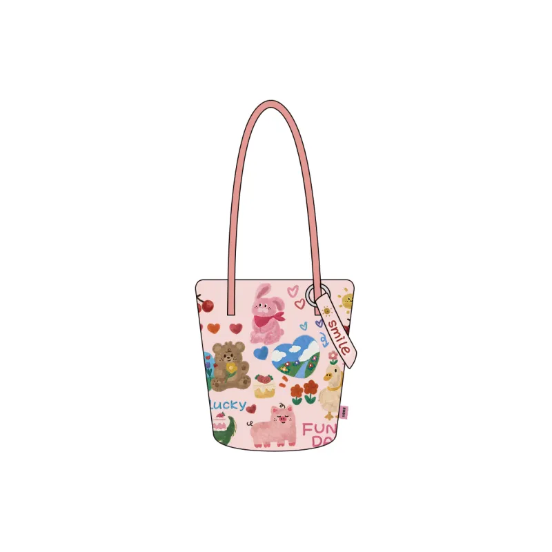 Perfect Styles Diagonal Corn Short Plush Bucket Bag, Shoulder Bag Medium Size Women's A Day In Pink-0