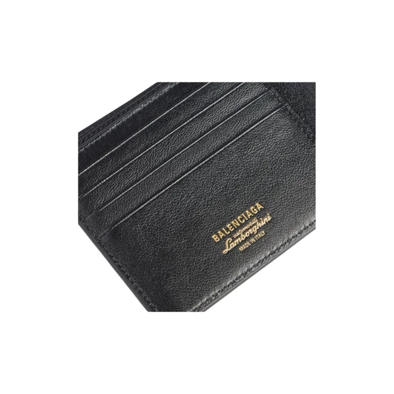 Balenciaga Automobili Lamborghini Collaboration Calfskin Wallet Men's Black-3