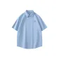 [Iron-Free Shirt]Sky Blue (Geometric Red Beans Chest Logo)