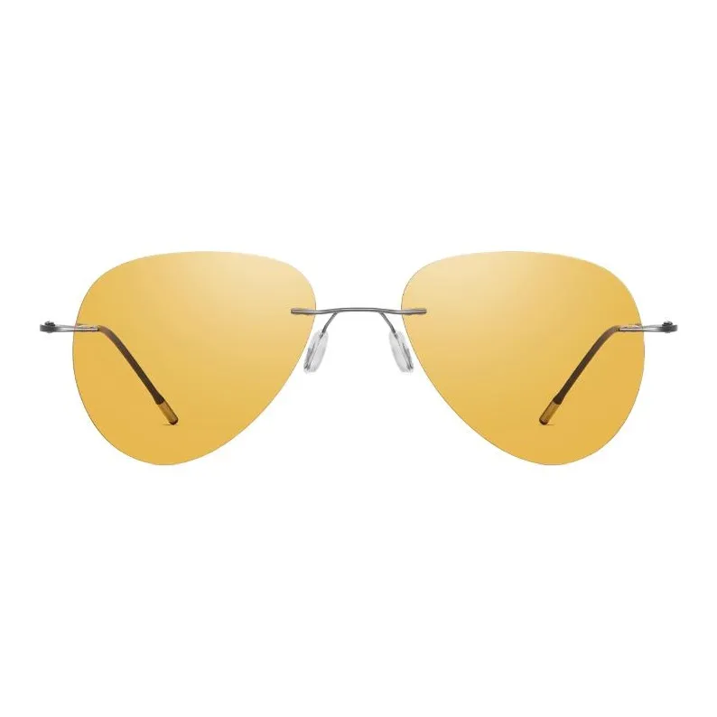 CAPONI Titanium Irregular Shape Sunglasses Unisex Black-2