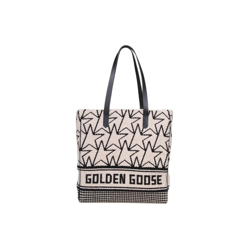 Golden Goose Cotton Tote Bag Shopping Bag Handbag Shoulder Bag Women's Black/White-0