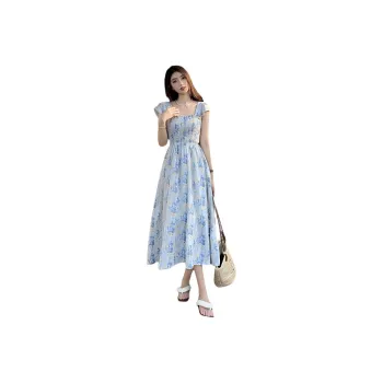 GOSO Sleeveless Dresses Women's Light Blue Floral
