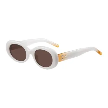 CAPONI TR/Memory Plastic Oval Sunglasses Unisex White