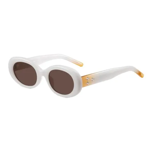 CAPONI TR/Memory Plastic Oval Sunglasses Unisex White