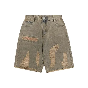FAIRWHALE Denim Shorts Unisex Yellow Mud
