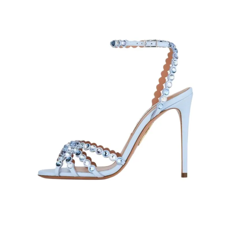 AQUAZZURA Tequila One Strap Sandals 10.5cm Women's Blue-0
