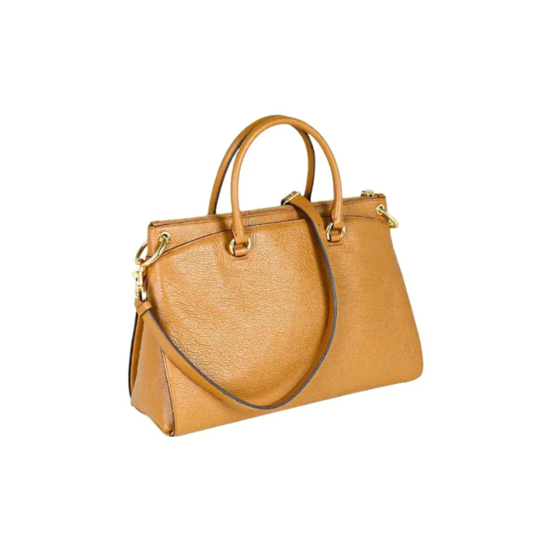 COACH Mia Pebbled Leather Shoulder Bag Crossbody Bag Handbag Large Size Women's Brown-1