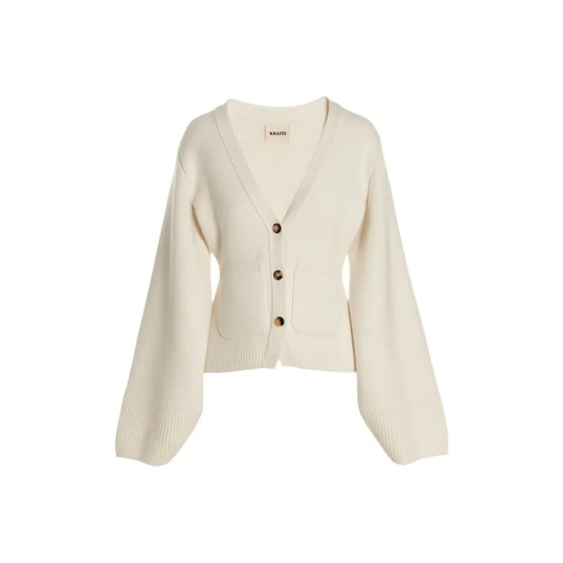 KHAITE Scarlet Long Sleeved V Neck Cardigan-0
