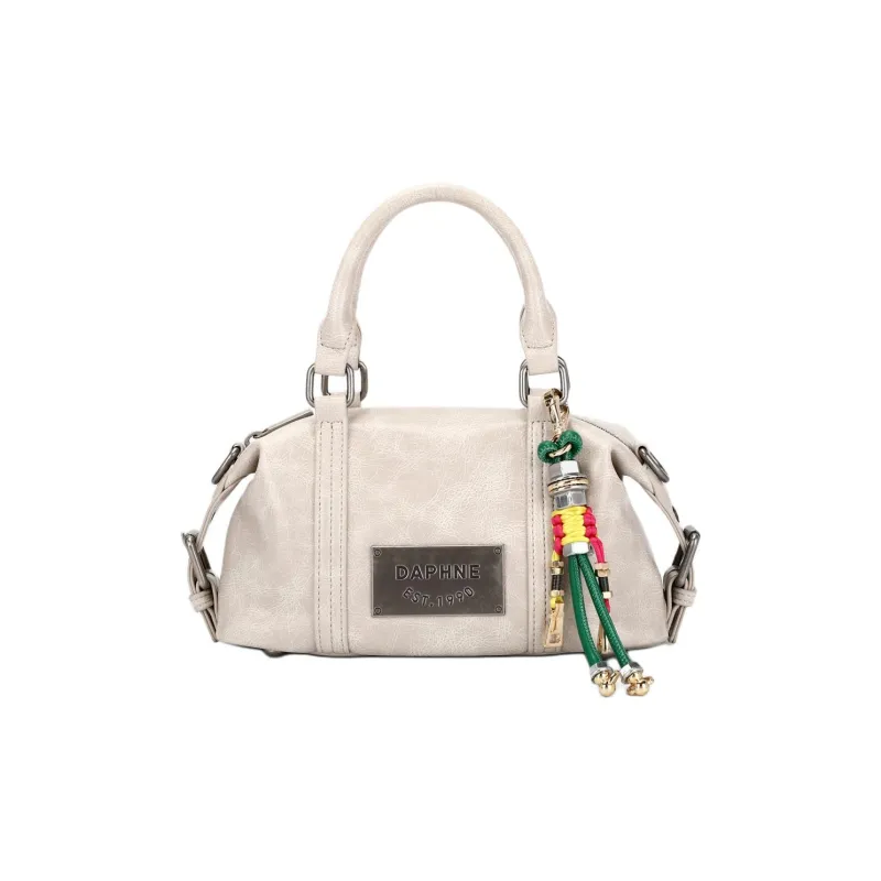 DAPHNE PU Boston Bag, One Shoulder Handbag Medium Size Women's Ecru-0