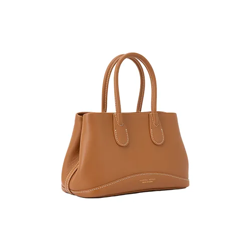 VANESSA HOGAN Top Grain Cow Leather Crossbody One Shoulder Handbag Trumpets Women's Nut Brown/Shoal White-1