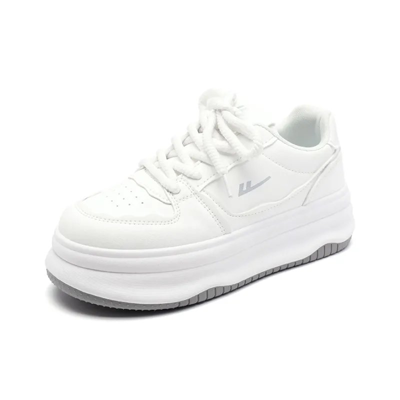 Warrior Anti Slip And Wear Resistant Height Increasing Low Top Skateboard Shoes Women's White-1