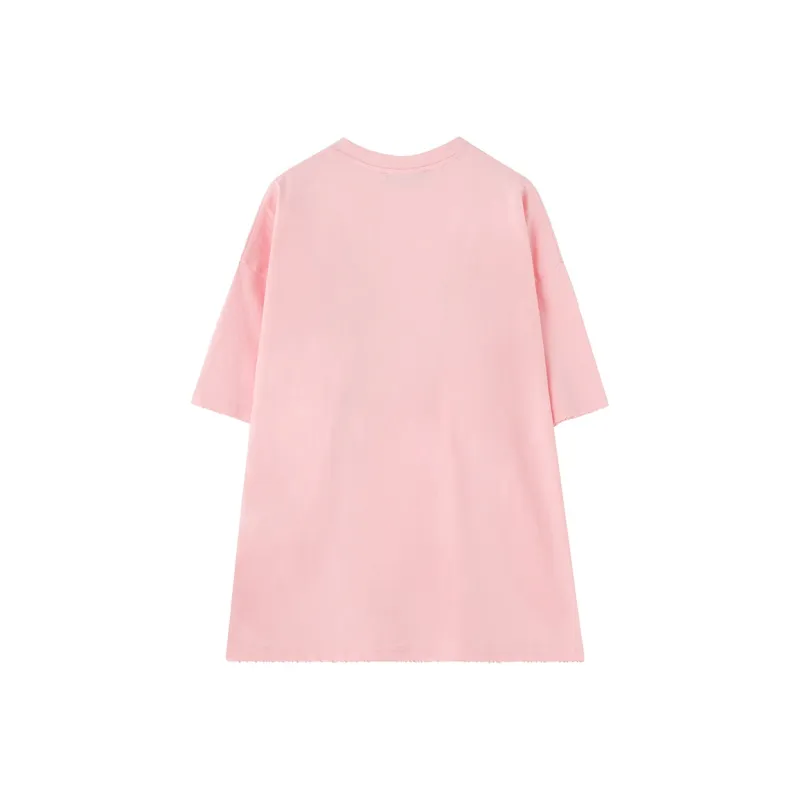 SOON FLOWER Drop Shoulder Sleeve T Shirt Women's Pink-1