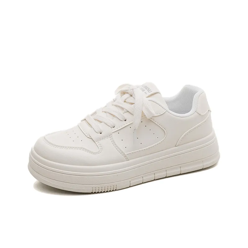HUANQIU Slip Resistant Shock Absorbers With Abrasion Resistant Properties Low Top Skateboard Shoes Women's White-1