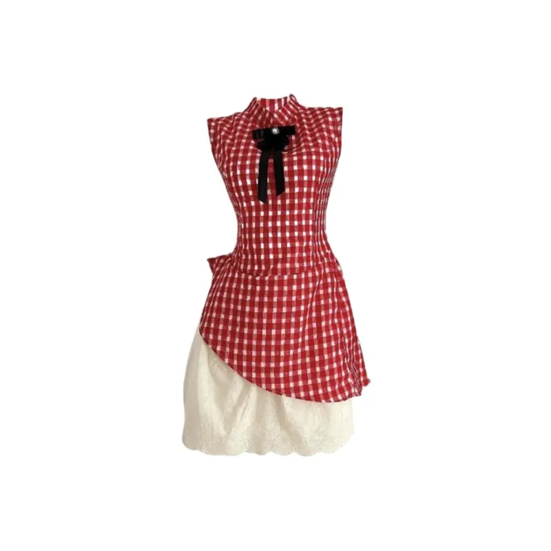 AHDO Sleeveless Dresses Women's Red-0