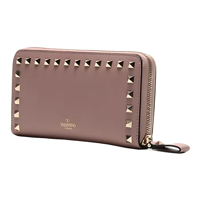 Valentino Leather Wallet Bag, Wallet Women's Gray Pink-1