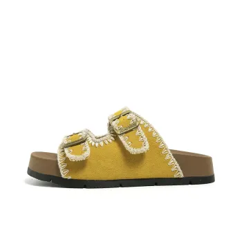 FOREVER 21 Quiet Slip Resistant Odor Resistant Abrasion Resistant Slide Slippers Women's Yellow