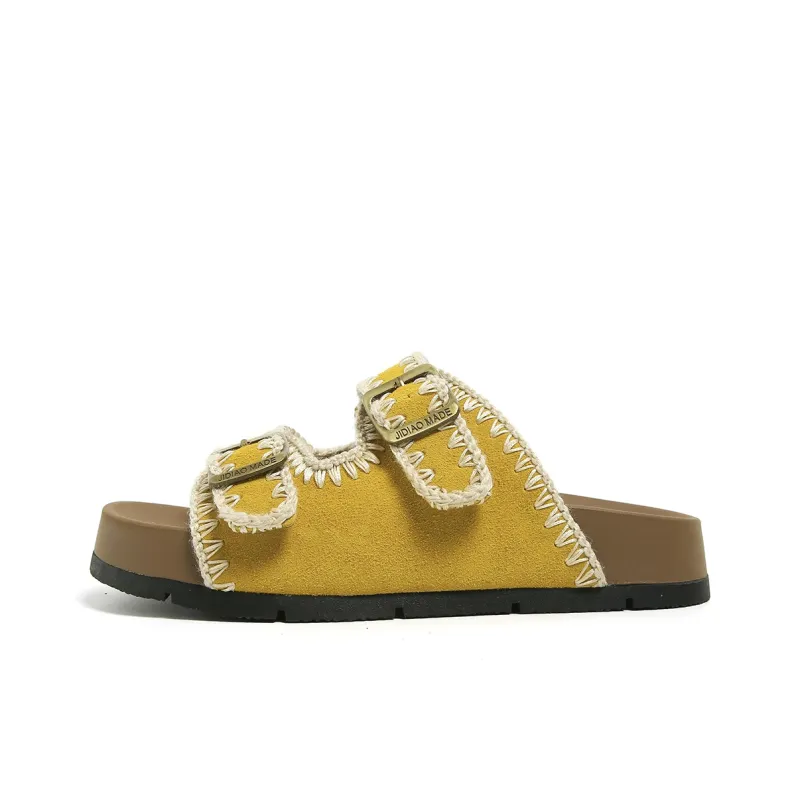 FOREVER 21 Quiet Slip Resistant Odor Resistant Abrasion Resistant Slide Slippers Women's Yellow-0