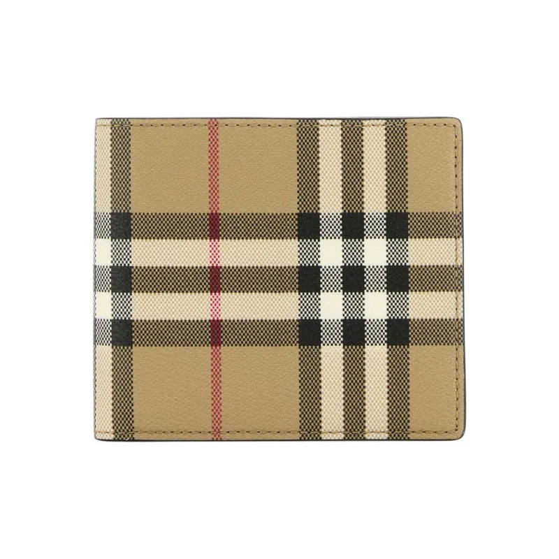 Burberry Polyurethane Wallet Men's Khaki & Brown-0